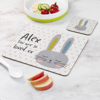 Personalised Kid's Bunny Rabbit Placemat Set, 3 of 11