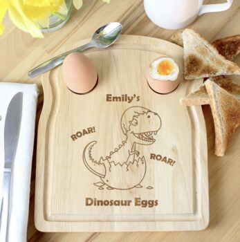 Personalised Dinosaur Egg And Toast Board, 3 of 3