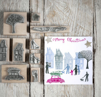 Christmas Greeting Rubber Stamps, 3 of 5