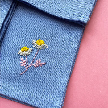 Hand Embroidered Flower Napkins, 6 of 6