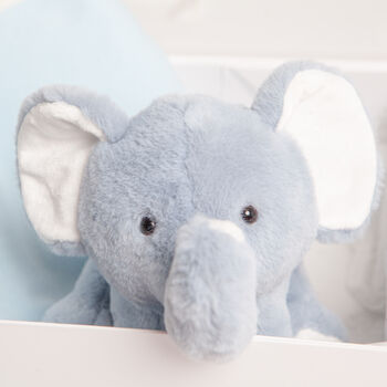 Blue Elephant Toy And Rattle Blanket Baby Gift Set, 6 of 6