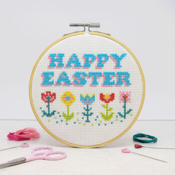 'Happy Easter' Cross Stitch Craft Kit, 2 of 2