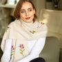 September Birth Flower Aster Full Embroidered Scarf, thumbnail 2 of 7