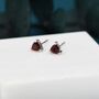 Genuine Garnet Stone Stud Earrings In Sterling Silver, thumbnail 2 of 11