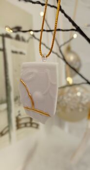 White Kintsugi Christmas Decorations, 2 of 10