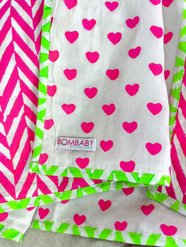 Handmade Block Print Dohar Blanket | Pink Hearts, 6 of 6