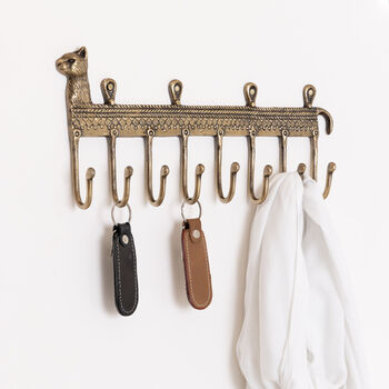 Elegant Cat Themed Brass Key Hooks And Jewellery Hanger, 5 of 8