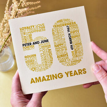 Personalised Golden 50th Wedding Anniversary Card, 4 of 5