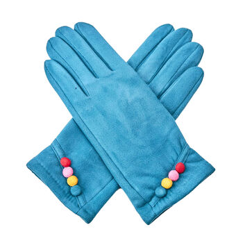 Colourful Faux Suede Gloves Touchscreen Compatible, 5 of 8