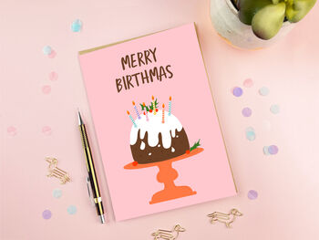 Merry Birthmas | December Christmas Birthday Card, 2 of 3