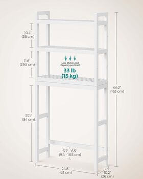 Over The Toilet Storage Rack Organiser Unit Shelves, 3 of 9