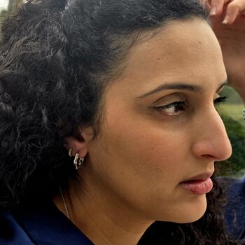 Bamboo Everyday Sterling Silver Huggie Hoop Earrings, 3 of 4