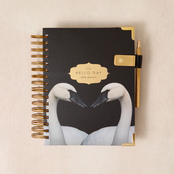 Minimal 2026 Daily Planner Diary: Noir Swans, 6 of 12