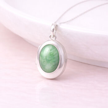 Personalised Sterling Silver Jadeite Gemstone Photo Locket Necklace, 4 of 7