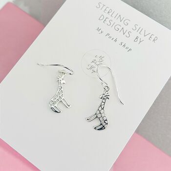 Stand Tall Stand Proud Sterling Silver Giraffe Hook Earrings, 3 of 6