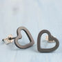 Silver Heart Earrings. Geometric Studs, thumbnail 4 of 10