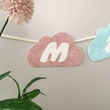 Cloud Shaped Garland In Pastel Pink, Blue And Beige, 2 of 12