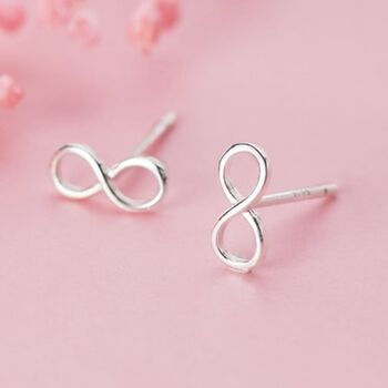 Mother And Daughter Sterling Silver Infinity Symbol Stud Earrings, 3 of 6