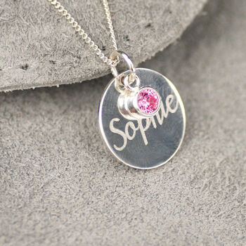 Sterling Silver Name And Birthstone Necklace, 4 of 9