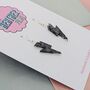 Small Black Lightning Bolt Earrings / Gothic Statement Earrings Dark Alternative Aesthetic / Bold Midnight Accessory, thumbnail 3 of 4