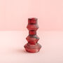 Jewel Toned Ribbed Glass Christmas Candle Stick Holders, thumbnail 2 of 11