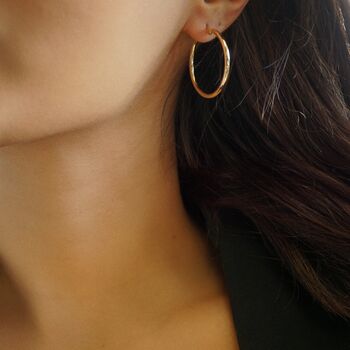 Quality 18k Plated Gold Hoops, Three Sizes, 3 of 8