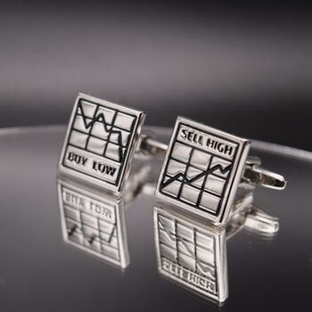 Stock Traders Cufflinks Gift Stock Exchange Silver, 2 of 4