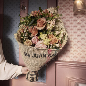 Seasonal Fresh Flowers In Coffee Sack Wrap, 2 of 11