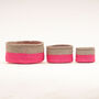 Maliza: Charcoal And Pink Duo Colour Block Woven Basket, thumbnail 8 of 9