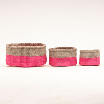 Maliza: Charcoal And Pink Duo Colour Block Woven Basket, 8 of 9