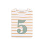 Biscuit + White Breton Striped Number/Age T Shirt Green, thumbnail 6 of 6
