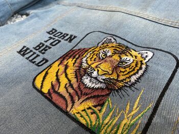 Personalised Baby/Toddler Denim Jacket With Tiger, 6 of 11