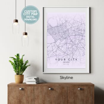 Custom Digital Map Pastel Multiple Sizes Valentines Day, 7 of 7