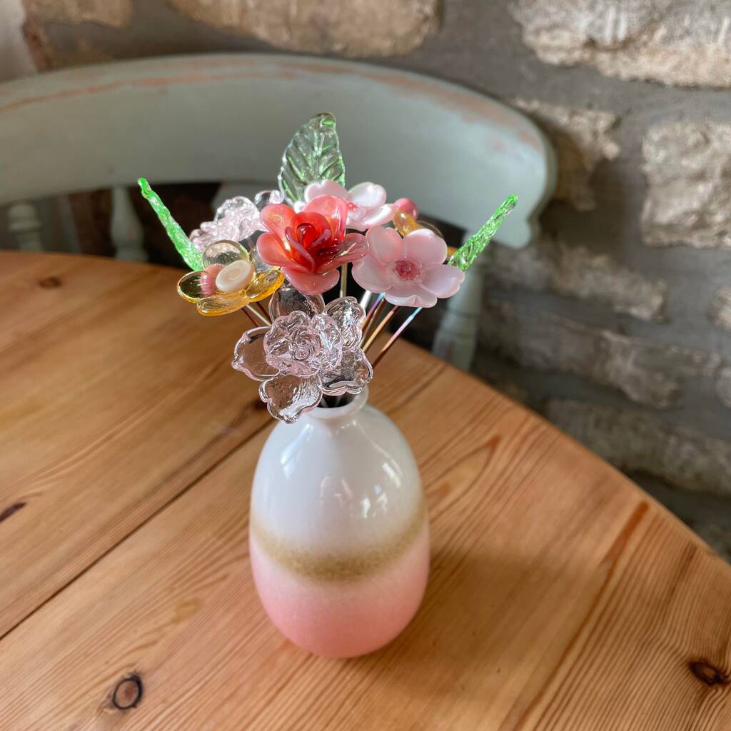 Romance Inspired Glass Flower Bouquet By The Glass Florist