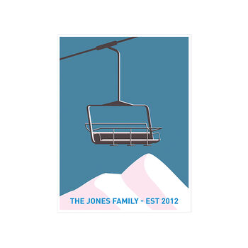 Personalised Ski Lift And Mountains Art Print, 2 of 6
