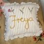 Hand Embroidered Personalised Cushion Lilac, thumbnail 5 of 8