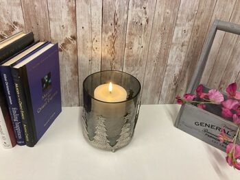 Large 15cm Silver Tealight Candle Holder Stand Glass And Metal Tree Design, 3 of 7