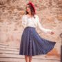 Isabelle Skirt In Navy Polka Vintage 1940s Style, thumbnail 2 of 2