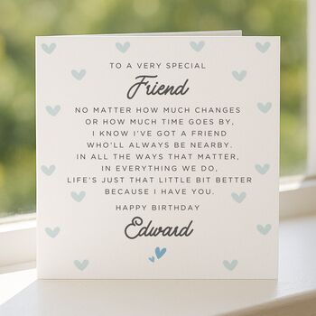 Personalised Special Verse Birthday Card For Friend Him, 5 of 8