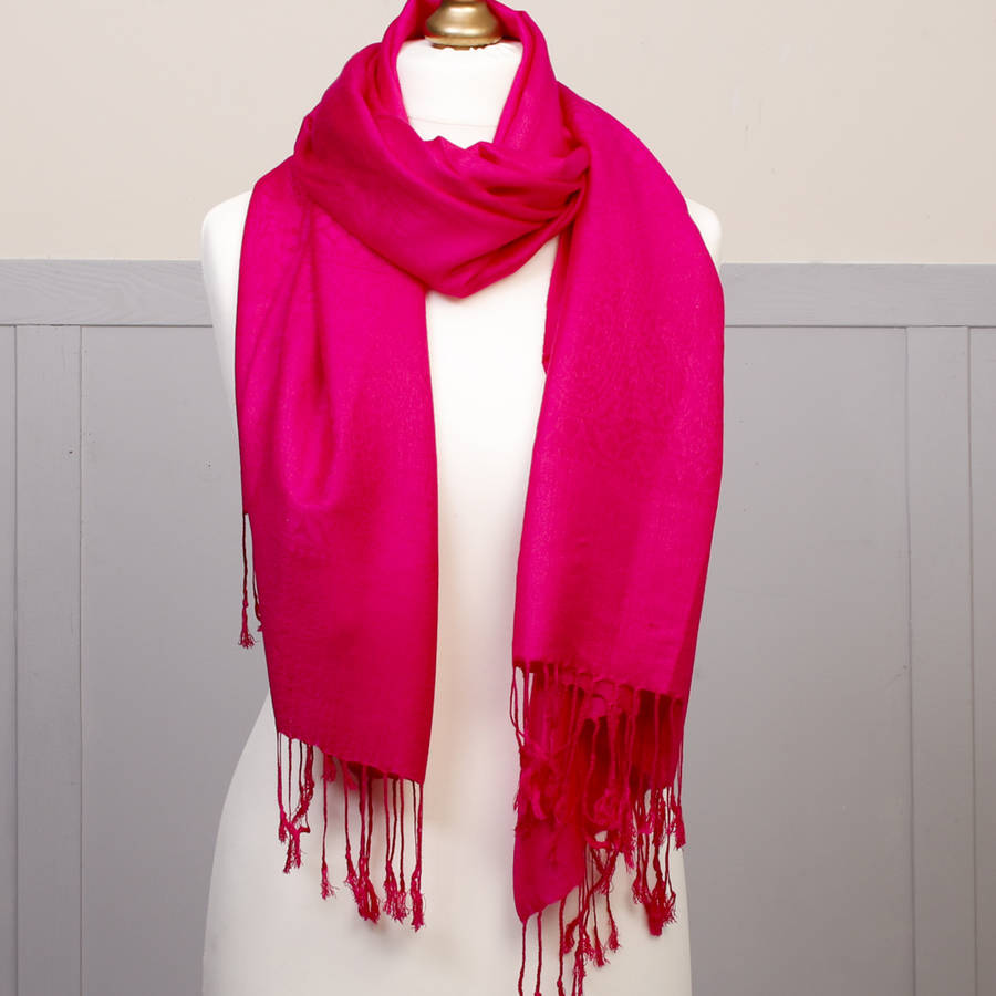 luxury fuchsia pink pashmina shawl by dibor | notonthehighstreet.com