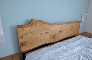 Handcrafted Steel Bed Frame And Oak Headboard, 5 of 12