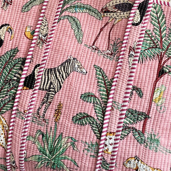 Jungle Print Large Quilted Cotton Tote Bag In Pink, 5 of 7