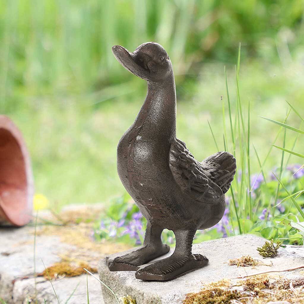 Vintage Cast Iron Duck Garden Decoration By Dibor