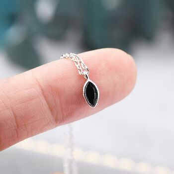 Extra Tiny Black Marquise Cz Necklace, 2 of 12