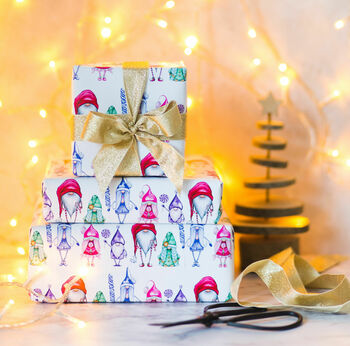 Gonk/Gnome Luxury Wrapping Paper, Christmas Gift Wrap, 2 of 8