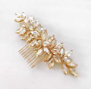 ‘Enya’ Champagne Gold Crystal Hair Comb, 4 of 4