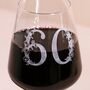 Personalised Floral Milestone Birthday Wine Glass, thumbnail 2 of 7