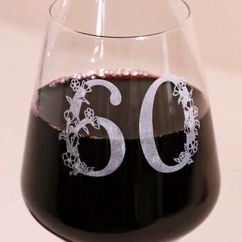 Personalised Floral Milestone Birthday Wine Glass, 2 of 7