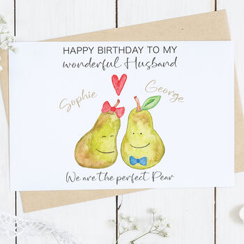 Personalised Perfect Pear Husband Birthday Card, 2 of 2