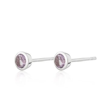 Sterling Silver February Birthstone Stud Earrings Amethyst, 2 of 4